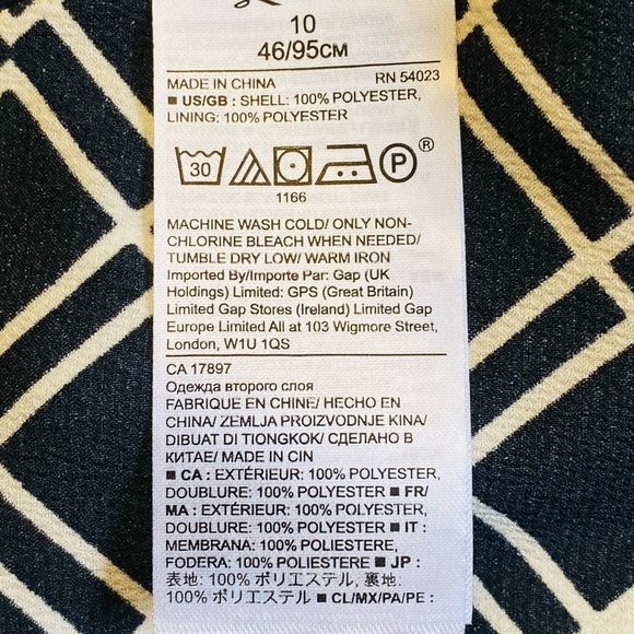 Banana Republic Dress Navy Blue Geometric Print Shift Size 10 - Picture 14 of 14